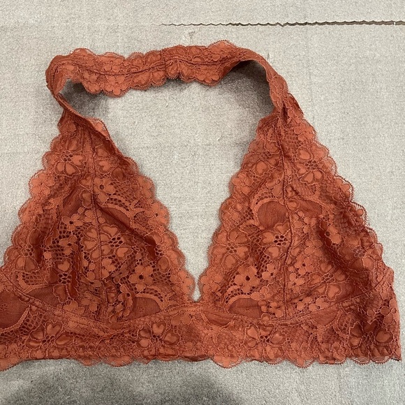 [L]Free People Intimately Lace Halter Bralette in Rust - Picture 3 of 7